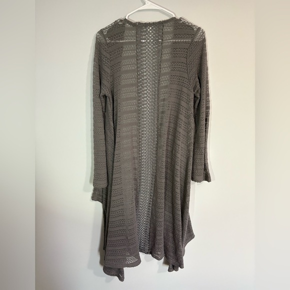Aeropostale Womens Large Open Knit Duster Cardigan Gray Boho Fairy Grunge - Picture 10 of 10